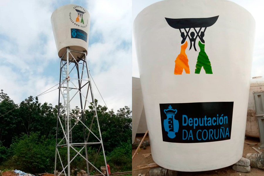 Se instala un depósito de agua para el proyecto agropecuario de Égueire